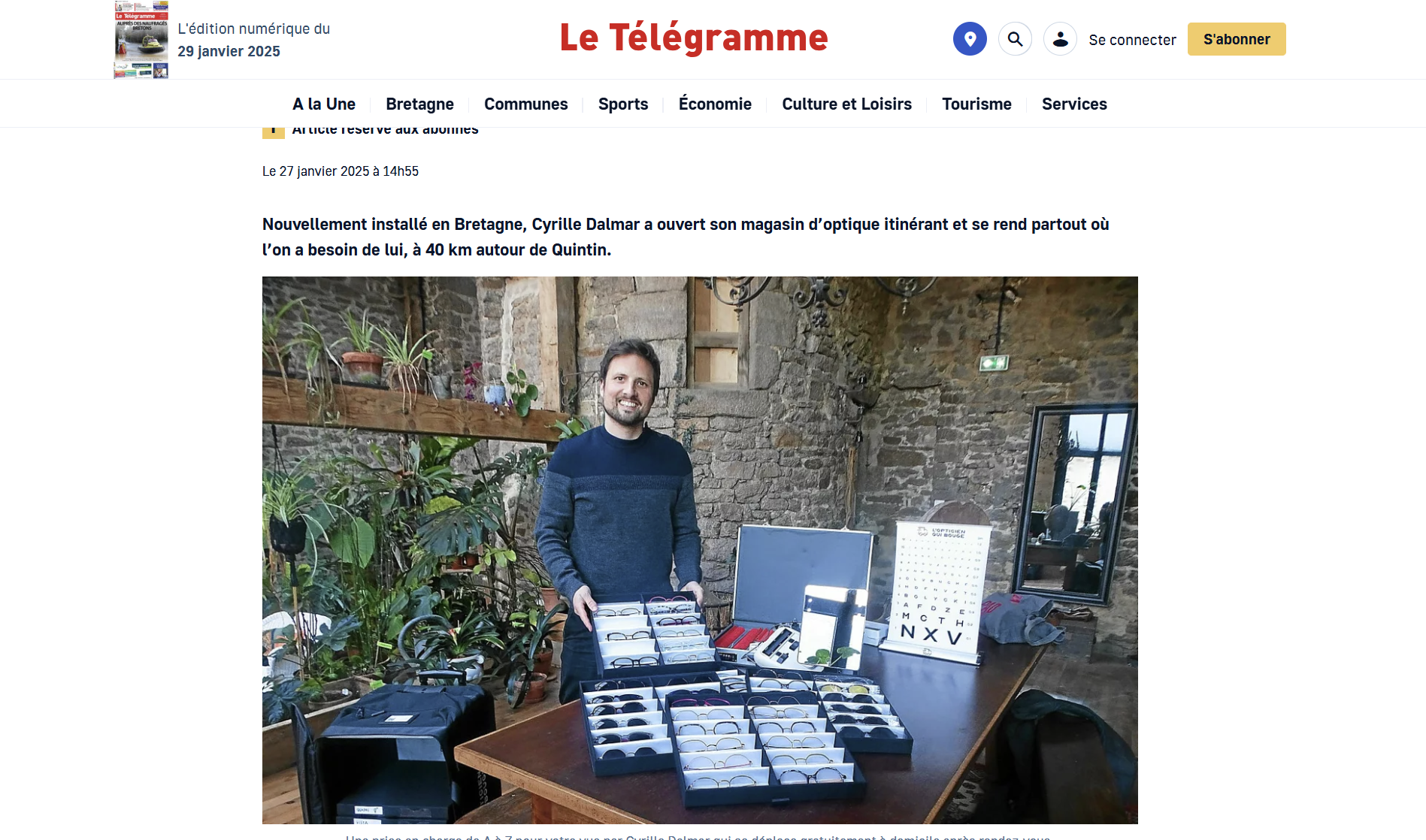 Le Télégramme : À Quintin, cet opticien se déplace à domicile